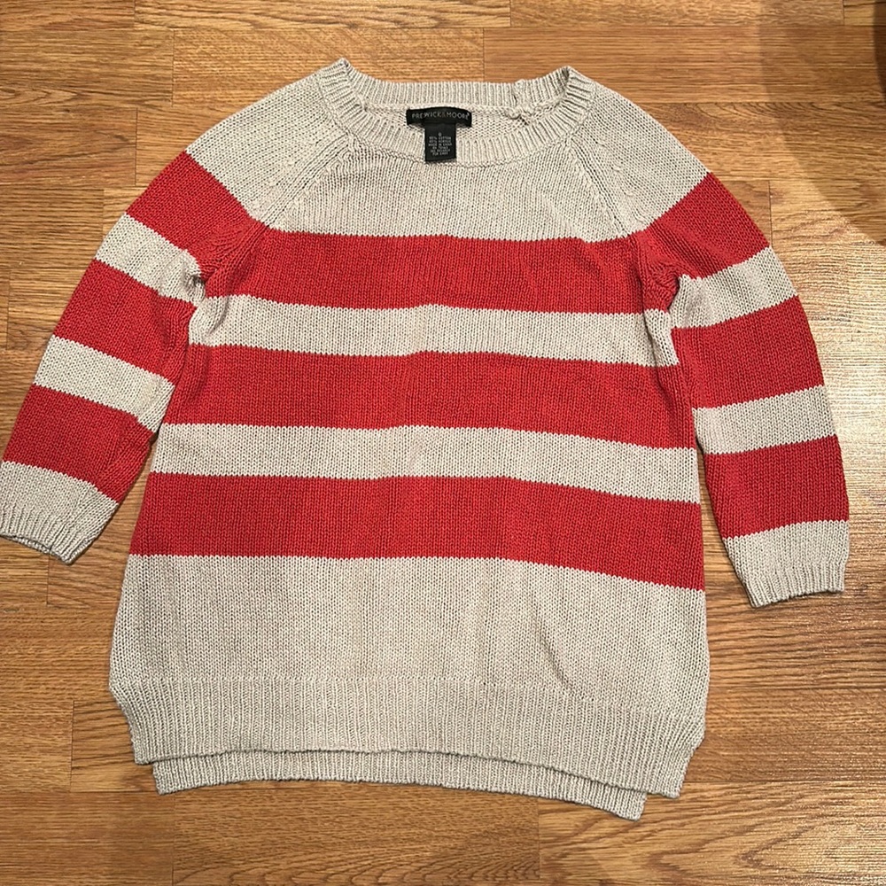Preswick & Moore Crewneck Orange and Tan Cozy Sweater - Small